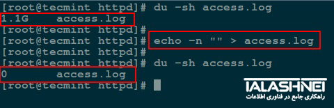خالی کردن فایل با استفاده از فرمان echo -n