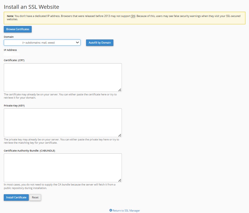 cpanel ssl نصب